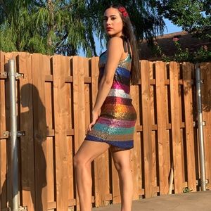 Sequin rainbow dress